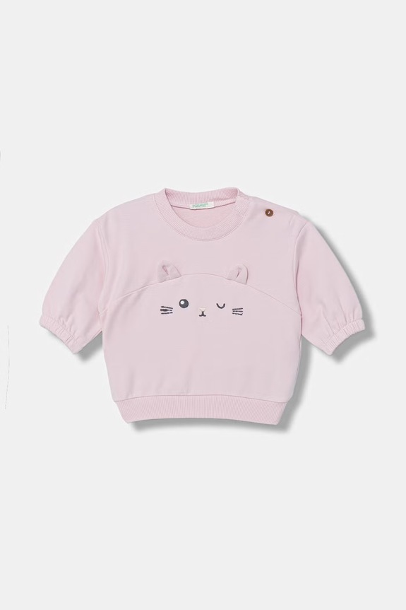 Mikina pre bábätká United Colors of Benetton s elastanom ružová 35FNA1061.W.Stagionale
