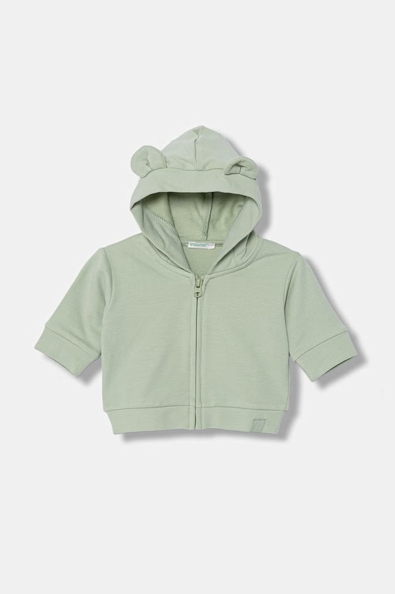 Detská mikina United Colors of Benetton s elastanom zelená 35FNA501U.W.Stagionale