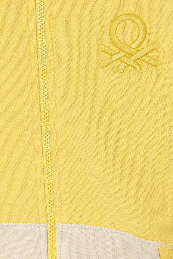 Chlapec United Colors of Benetton mikina na zips s kapucňou detská bavlnená 3J68C501B.G.Stagionale žltá