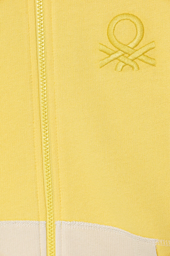 Chlapec United Colors of Benetton mikina na zips s kapucňou detská bavlnená 3J68C501B.G.Stagionale žltá