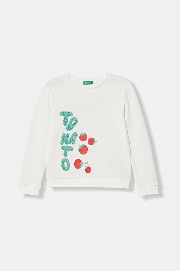 United Colors of Benetton mikina detská bavlnená biela 3J68G10M3.P.Stagionale