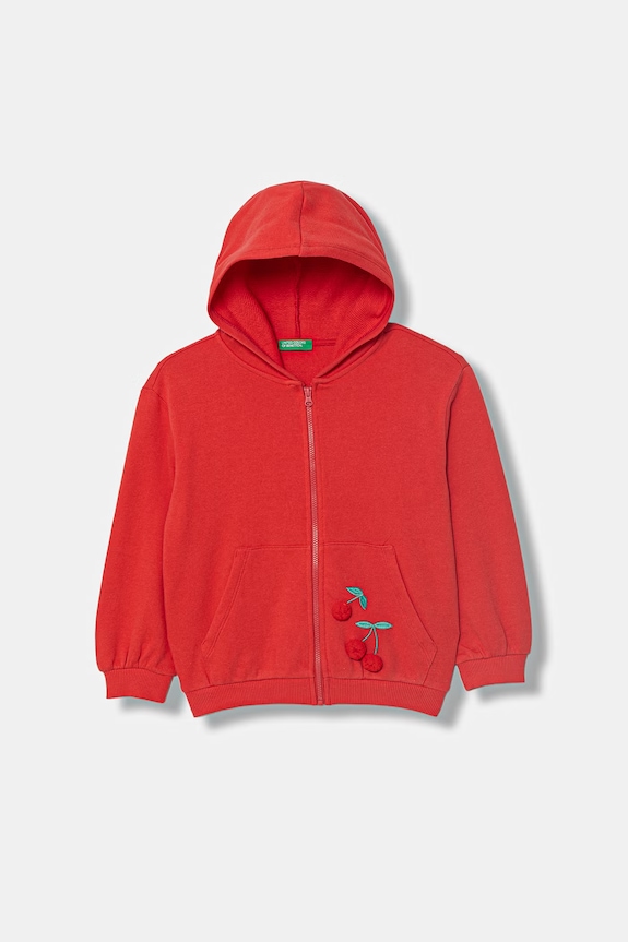 United Colors of Benetton hanorac cu glugă pentru copii, din bumbac rosu 3J68G504C.P.Stagionale