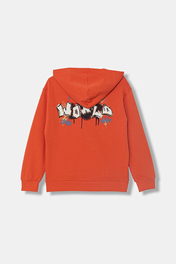 United Colors of Benetton mikina na zips detská bavlnená 3NBMC505Z.G.Stagionale oranžová SS26