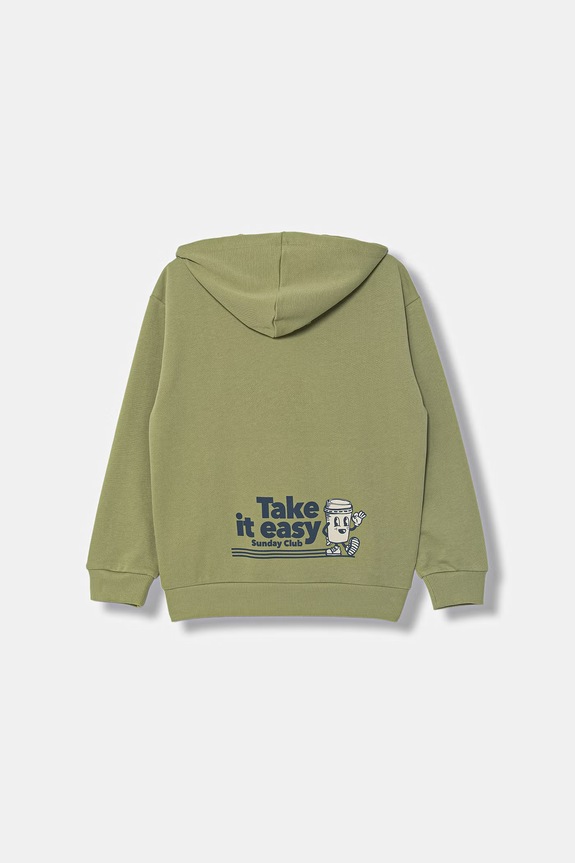 United Colors of Benetton mikina na zips detská bavlnená 3NBMC505Z.G.Stagionale zelená SS26