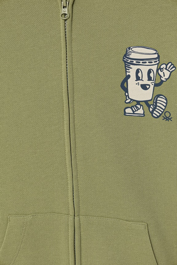 Chlapec United Colors of Benetton mikina na zips detská bavlnená 3NBMC505Z.G.Stagionale zelená