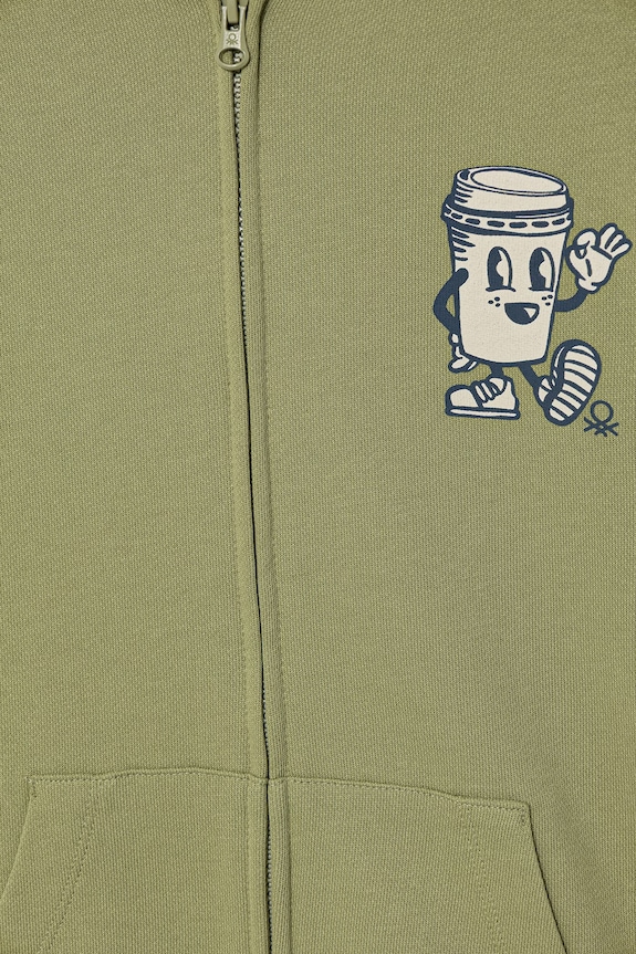 Chlapec United Colors of Benetton mikina na zips detská bavlnená 3NBMC505Z.G.Stagionale zelená