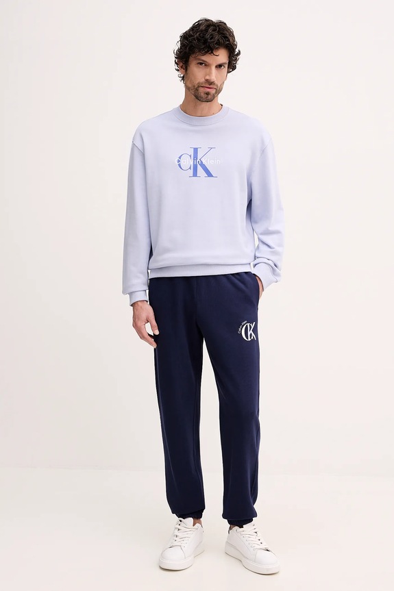 Calvin Klein Jeans bluza męska bawełniana LV04RD242G niebieski SS26