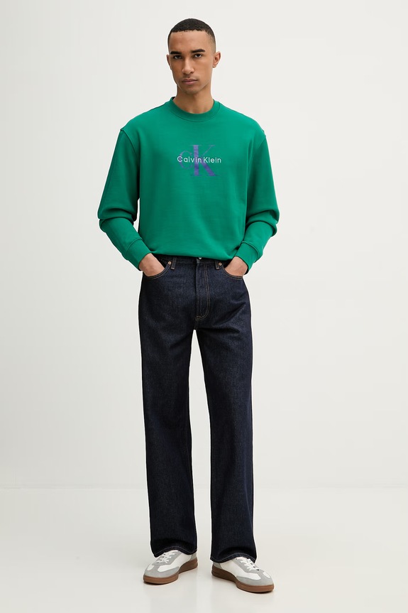 Calvin Klein Jeans hanorac bărbați din bumbac LV04RD242G verde SS26