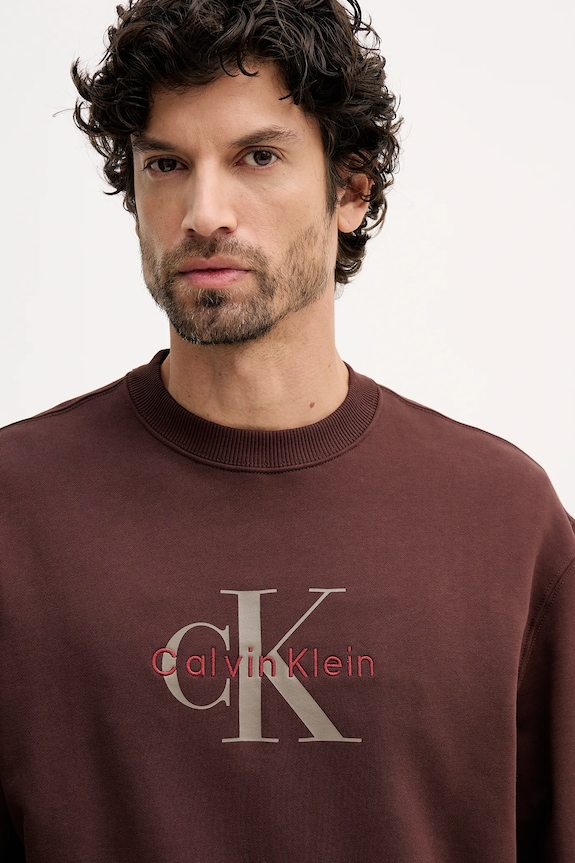 Calvin Klein Jeans bluza męska bawełniana brązowy LV04RD242G