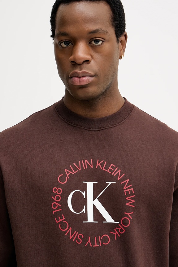Μπλούζα Calvin Klein Jeans καφέ LV14RE250G