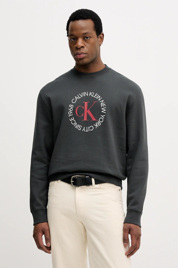 Μπλούζα Calvin Klein Jeans στάμπα γκρί LV14RE250G
