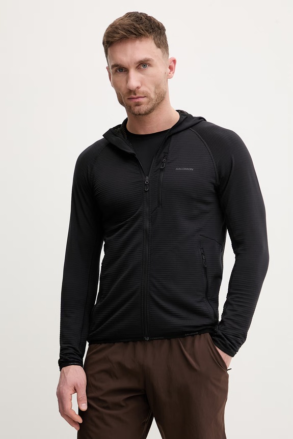 Tréningová mikina Salomon ESSENTIAL LIGHTWARM s elastanom čierna LC2432500