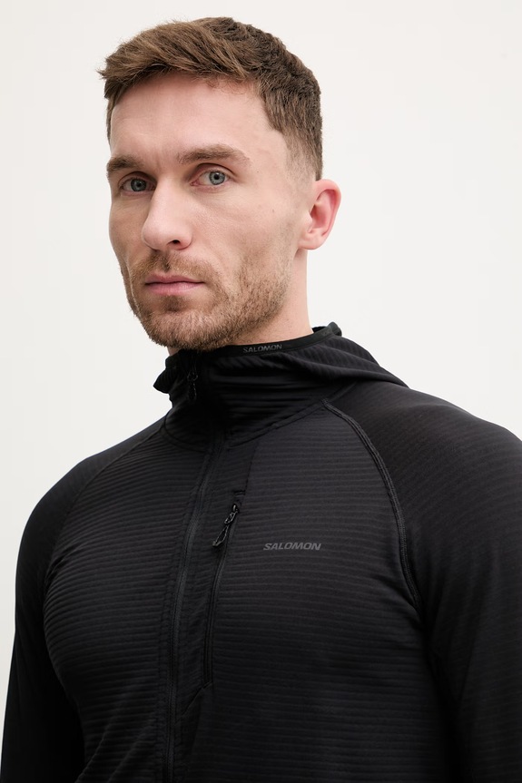 Tréningová mikina Salomon ESSENTIAL LIGHTWARM čierna LC2432500