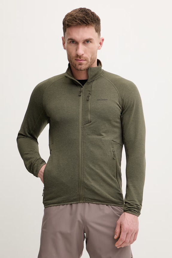 Salomon bluza treningowa ESSENTIAL LIGHTWARM z elastanem zielony LC2443700