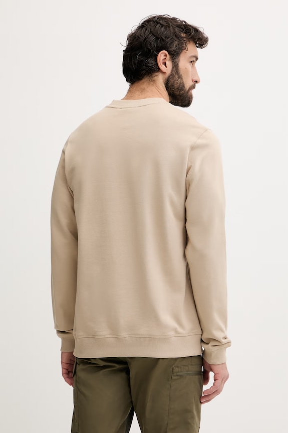 Îmbrăcăminte Fjallraven bluză sport pentru bărbați, din bumbac 1960 Logo Badge Sweater F87163 bej