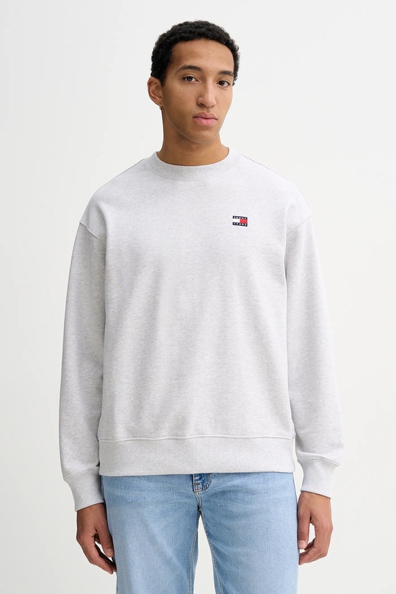 Tommy Jeans hanorac de bumbac melanj gri DN0DN00054