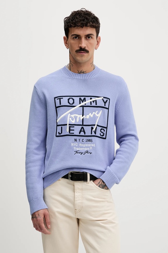 Bavlnený sveter Tommy Jeans bavlna modrá DM0DM22401