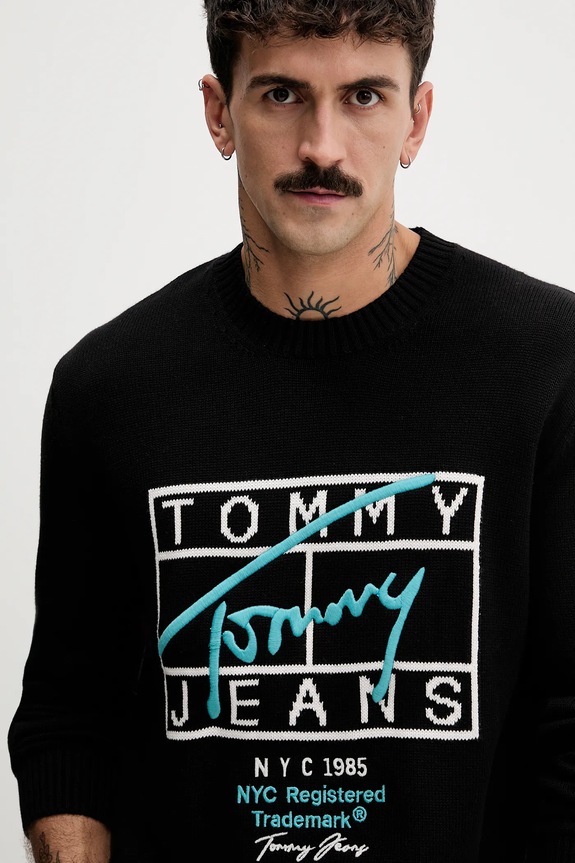 Bavlněný svetr Tommy Jeans černá DM0DM22401