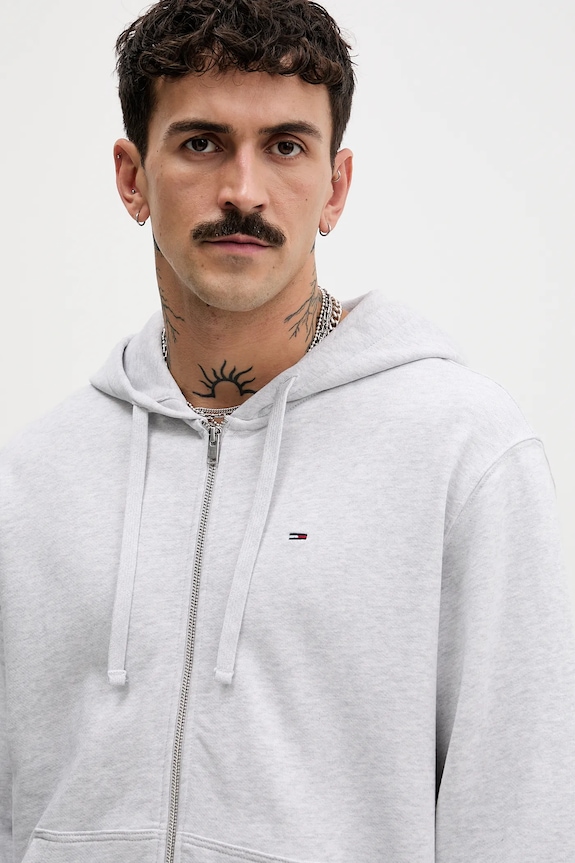Bavlněná mikina Tommy Jeans šedá DM0DM21814