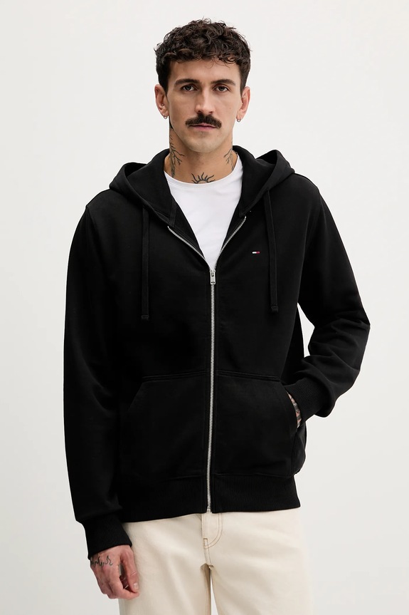 Bavlněná mikina Tommy Jeans s kapucí černá DM0DM21814