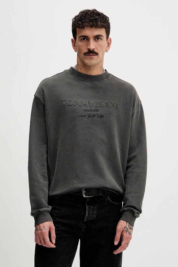 Pamučna dukserica Tommy Jeans pamuk siva DM0DM22363