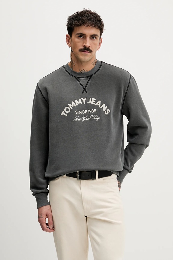 Mikina Tommy Jeans bez kapuce šedá DM0DM22369