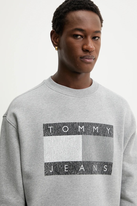 Pamučna dukserica Tommy Jeans siva DM0DM22384
