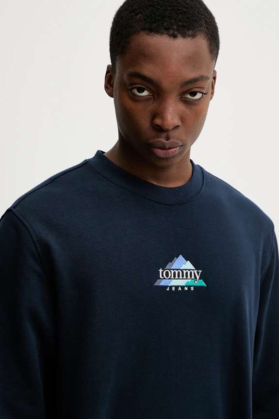 Bavlnená mikina Tommy Jeans tmavomodrá DM0DM22418