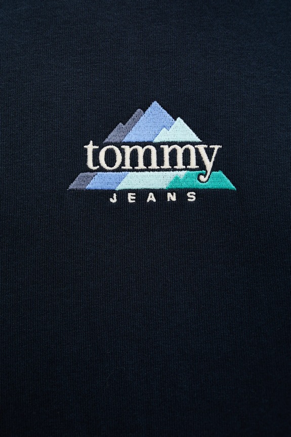 Bavlnená mikina Tommy Jeans DM0DM22418 tmavomodrá