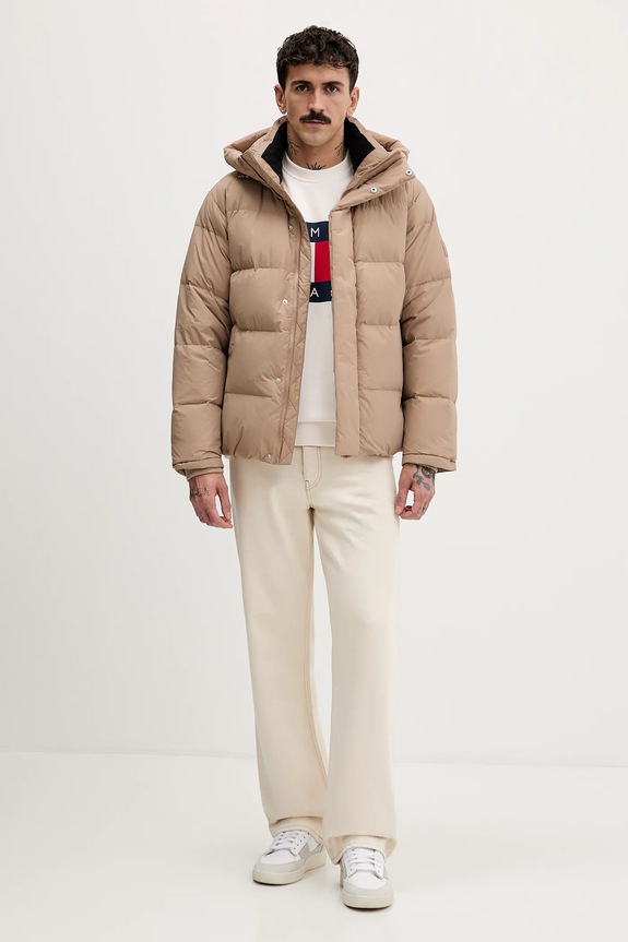 Tommy Jeans pamut melegítőfelső DM0DM22643 bézs SS26