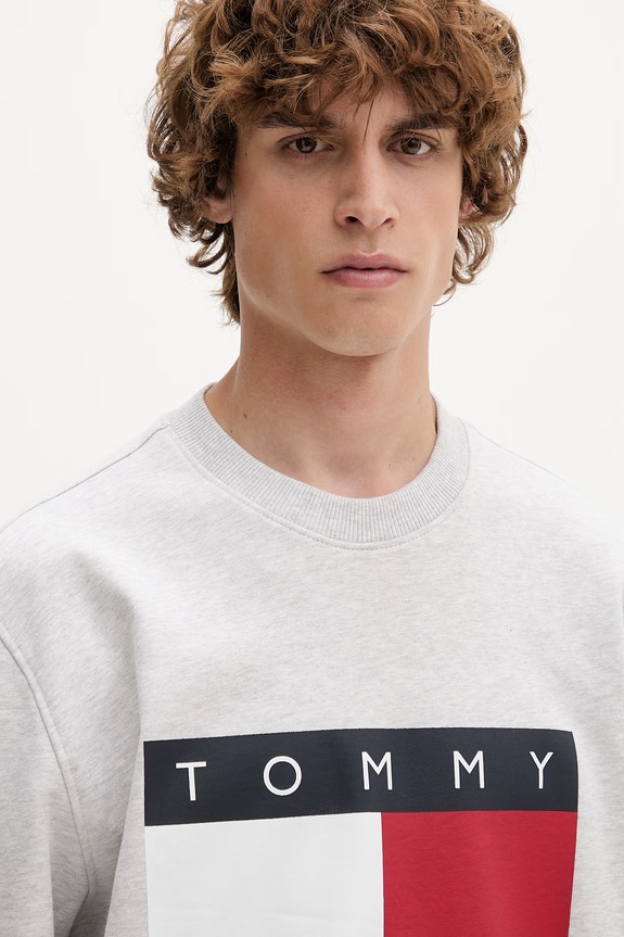 Tommy Jeans μπλούζα ανδρική βαμβακερή γκρί DM0DM22643