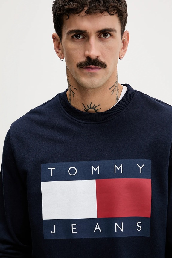 Bavlněná mikina Tommy Jeans námořnická modř DM0DM22643