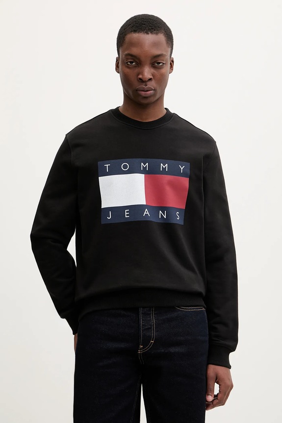 Tommy Jeans μπλούζα ανδρική βαμβακερή μαύρο DM0DM22643