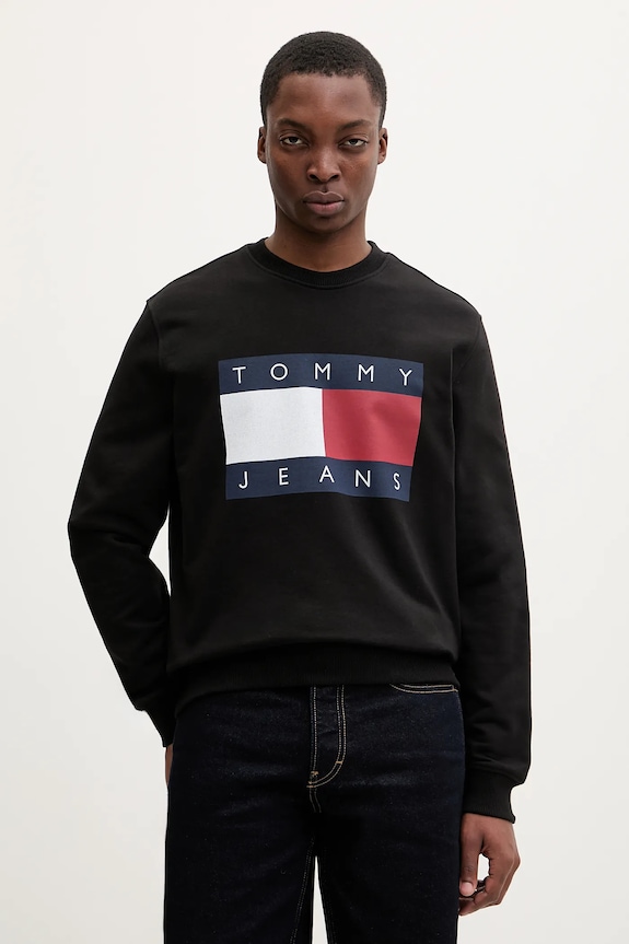 Tommy Jeans μπλούζα ανδρική βαμβακερή μαύρο DM0DM22643