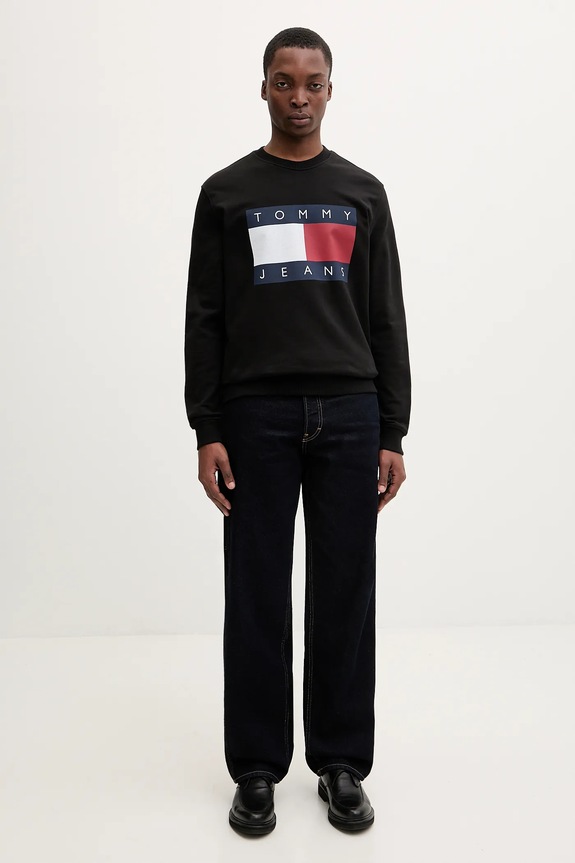 Tommy Jeans μπλούζα ανδρική βαμβακερή DM0DM22643 μαύρο SS26