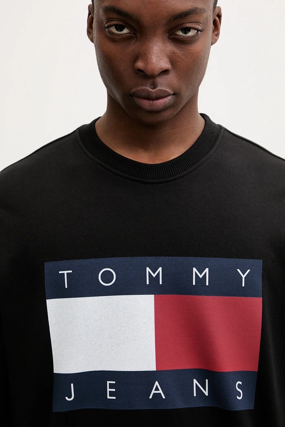 Tommy Jeans μπλούζα ανδρική βαμβακερή μαύρο DM0DM22643