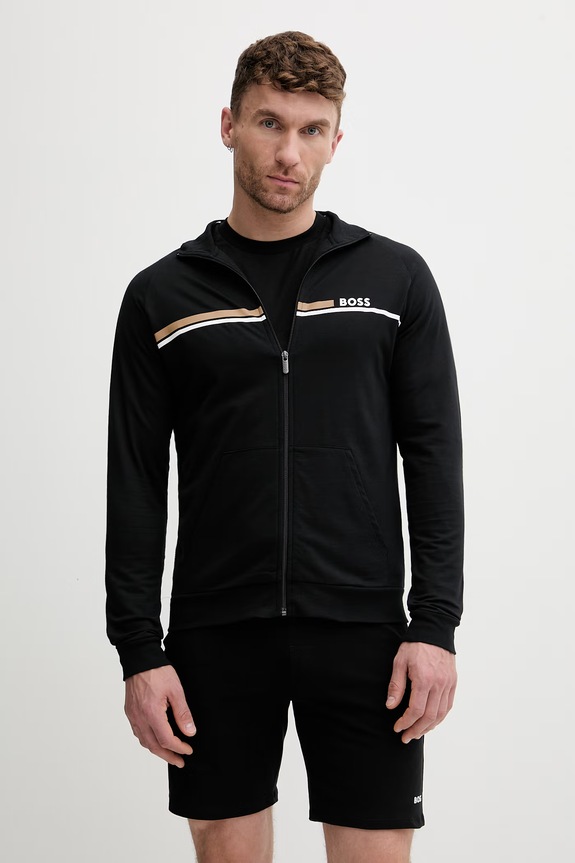 BOSS dukserica na zakopčavanje za muškarce od pamuka Authentic Jacket Z crna 50554779