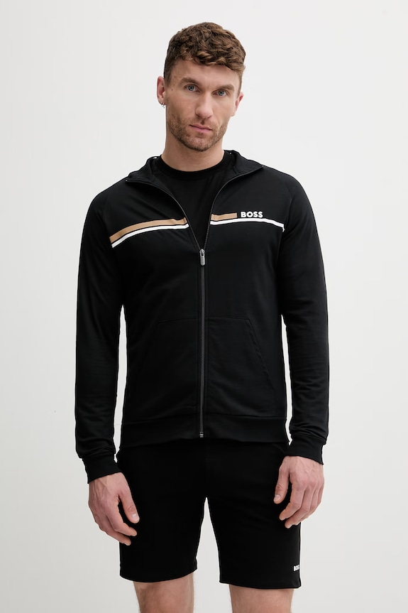 BOSS dukserica na zakopčavanje za muškarce od pamuka Authentic Jacket Z crna 50554779