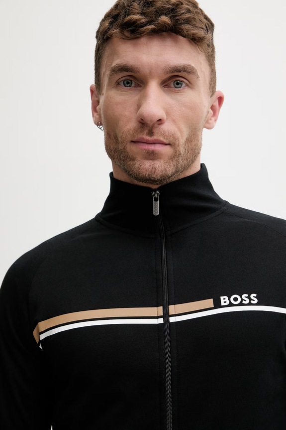 BOSS dukserica na zakopčavanje za muškarce od pamuka Authentic Jacket Z crna 50554779