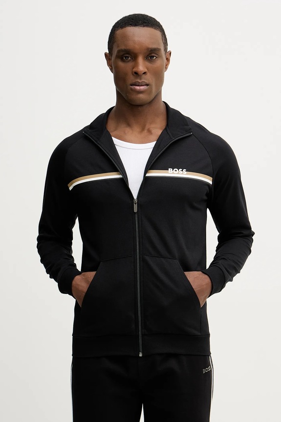 BOSS kapucnis pulcsi otthoni viseletre Authentic Jacket Z pamut fekete 50554779