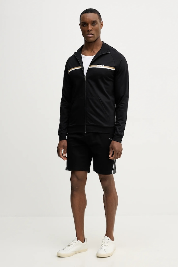 BOSS kapucnis pulcsi otthoni viseletre Authentic Jacket Z 50554779 fekete SS26