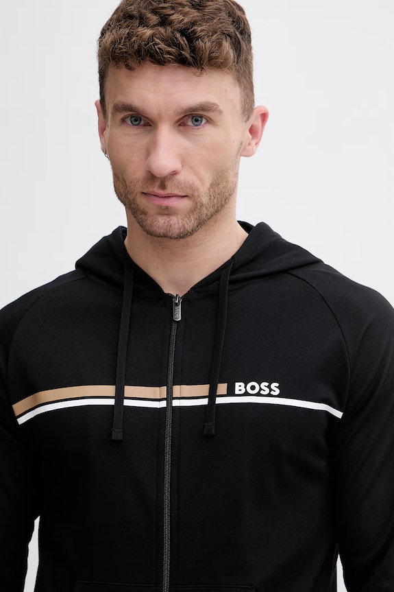 BOSS кофта loungwear для мужчин из хлопка Authentic Jacket H чёрный 50554785