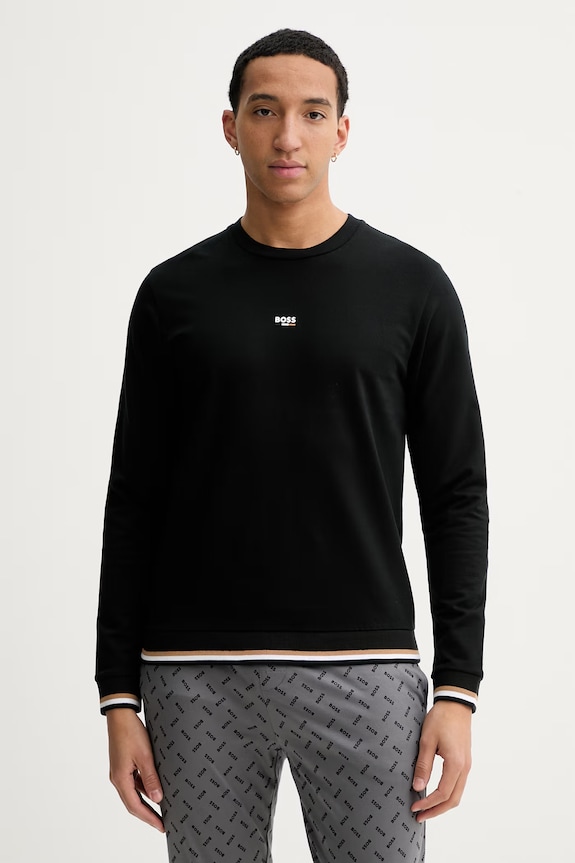BOSS hanorac lounge din bumbac Iconic Sweatshirt print negru 50554836