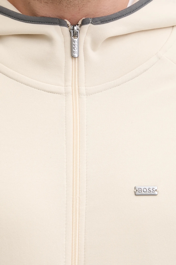 BOSS mikina na zips s kapucňou pánska Sense Hooded Jacket 50557206 béžová