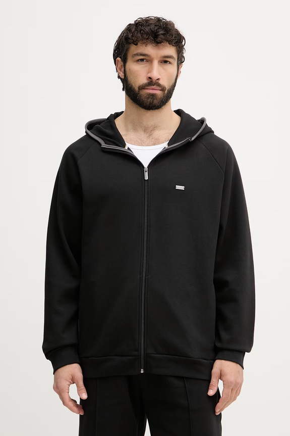 BOSS mikina na zips s kapucňou pánska Sense Hooded Jacket čierna 50557206