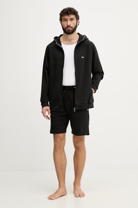 BOSS mikina na zips s kapucňou pánska Sense Hooded Jacket 50557206 čierna SS26