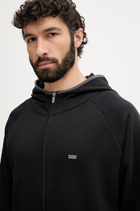 BOSS mikina na zips s kapucňou pánska Sense Hooded Jacket čierna 50557206