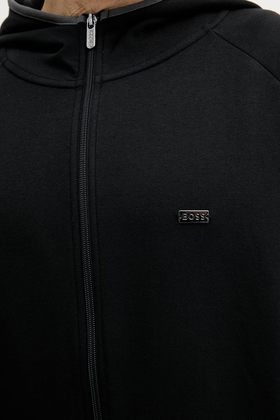 BOSS mikina na zips s kapucňou pánska Sense Hooded Jacket 50557206 čierna
