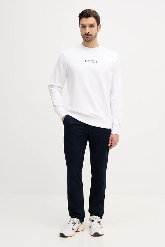 Bavlněná mikina Tommy Hilfiger MW0MW41428 bílá SS26