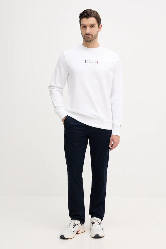 Bavlněná mikina Tommy Hilfiger MW0MW41428 bílá SS26